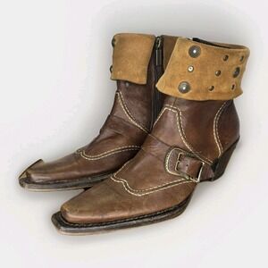 Tentazione Snip toe leather boots Italian Ankle US 7 7.5 Eur 38 Boho Western